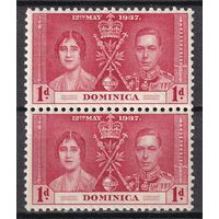 82.BrKS. Великобритания. Колонии.  Доминика. Коронация Георга VI и Елизаветы. 1937 г. 1P. Mi.#90. Пара. MNH.