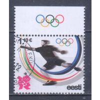 [278] Эстония 2012. Спорт.Летние Олимпийские игры.Легкая атлетика.Метание диска. Одиночный выпуск.Гашеная марка.