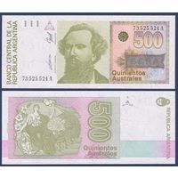 Аргентина, 500 аустралей 1988 - 1990 г., P-328b (A, доктор Николас Авельянеда), UNC