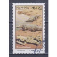[865] Намибия 1995. Фауна.Рептилии.Крокодилы. Концовка  серии.Гашеная марка.