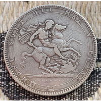 Великобритания 1 крона 1819 года, LIX. Георг III. Георгий Победоносец. Серебро 925. Сторгуй за свою цену, предложи обмен! Y350