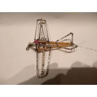 Ёлочная игрушка СССР стеклярус самолёт