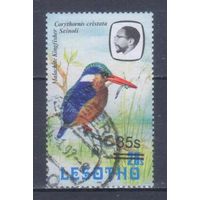 [1130] Лесото 1987. Фауна.Птицы.Зимородок. НАДПЕЧАТКА. Гашеная марка.