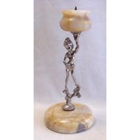 Подсвечник-статуэтка Мраморный оникс Бронза Серебрение Италия