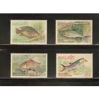 Малави-1989(Мих.525-528),  ** ,   Морская  Фауна , Рыбы, (полная серия)