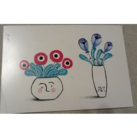 Посткроссинг. Открытка из Италии: "Happy Hairdo", худ. ван дер Вельде (10х15). Художественная марка, прошла почту.