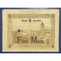 Банкнота 5 марок 1918 год. Херсфельд Веймарская республика