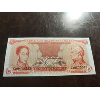 Венесуэла 5 боливаров образца 1989 года AUNC p70b