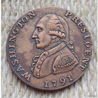 США 1 цент 1791 года. Президент Джордж Вашингтон. Гурт с надписью! Патина! Состояние! Предложи свою цену или обмен!