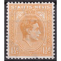 152.BrK. Великобритания. Колонии. Сент Кристофер Невис и Ангилья. Георг VI. Стандарт. 1938 г. 1 1/2d. Mi.#74A.