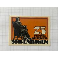 25 пфеннингов (нотгельды) 1921 г. Германия.