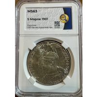 5 марок 1901 Пруссия 200 лет Королевства слаб MS63