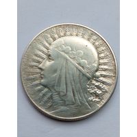 Польша 5 злотых 1933 г.с знаком МД,хорошая.