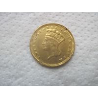 Редчайшая РАРИТЕТНАЯ ЗОЛОТАЯ монета США регулярный выпуск 1 доллар 1863 год мон двор Филадельфии тираж всего 6200 штук стоимость в MS состоянии 18000-25000 usd