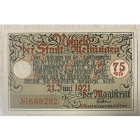 Нотгельд 75 пфенниг 1921 год. Майнинген. Веймарская республика