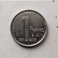 1 франк 1997 года Бельгия (надпись на французском "BELGIQUE"). Король Альберт 2.
