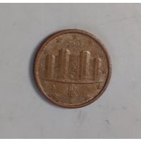 Италия. 1 евроцент 2002
