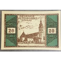 Нотгельды Австрия Альтенмаркт-им-Понгау, 20 геллеров 1920 год