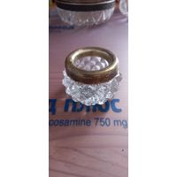 Хрустальна солонка с серебром 875пр. МЮЗ. Диаметр 5см, высота3,5 см. С рубля