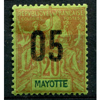 Французские колонии - Майотта (Мадагаскар) - 1912г. - аллегория, надпечатка 05 на 20 с - 1 марка - MH [Mi 125]. #4-W1-125-A-1