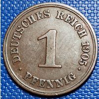 Германия 1 пфенниг 1905 г. Е.