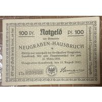 Нотгельд 100 пфеннигов 1921 год. Нойграбен-Хаусбрух. Веймарская республика