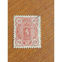 1889 Царская Россия Великое княжество Финляндское Мих 29 красная зуб 14 на 13 герб (3-2)