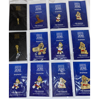 Набор 12 значков Fifa Чемпионат мира 2018 Эмблема Забивака Трофей и Кубок Fifa 2018