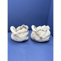 Пара лебедей камень мрамор подсвечник салфетница статуэтка