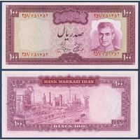 Иран, 100 риалов 1971 - 1973 г, P-91c (Шах Мохаммад Реза Пехлеви, нефтеперерабатывающий завод в Абадане)