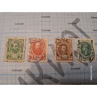 4 гашенных почтовых марки Российской Империи