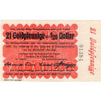 Германия, Ноймюнстер, 21 голдпфенниг = 1/20 доллара, 1923 г. Не частый!