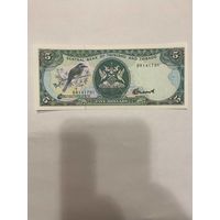 Тринидад и Тобаго 5 долларов 1985 "Синешапочный момот" Птицы-0901