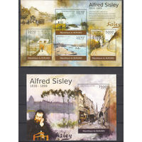 Живопись. Сислей. Бурунди . 2012. 1 малый лист и 1 блок. Michel N 2315-2374, бл196-210 (19,0 е)