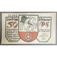 Нотгельд 50 пфеннигов 1920 год. Лорх,. Веймарская республика