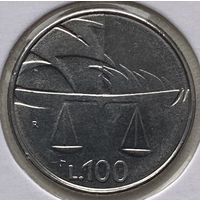 Сан-Марино 100 лир 1990 г. Шестнадцать веков истории. В холдере