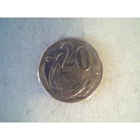 Монеты. ЮАР 20 центов 2002.
