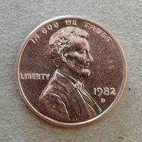 США 1 цент, 1982 г., Цент Линкольна Отметка МД: "D" - Денвер,  KM# 201, ю