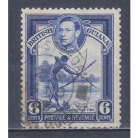 [1710] Британские колонии. Британская Гвиана 1938. Георг VI.Индеец с луком. Гашеная марка.