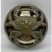 Старинная пепельница КРАБ. Посеребрение. Англия