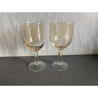 Пара бокалов СССР 60е годы/ желтое стекло, резьба