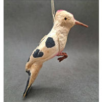 Ватная елочная игрушка Дятел (птица) 1940-е гг.