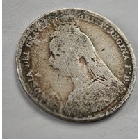 1891 год Англия 6 пенсов серебро