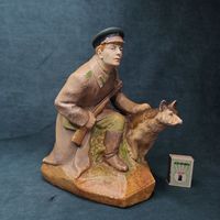 Старт с 1 Рубля !!! 1955г Статуэтка СССР Фигура Солдат Красноармеец КГБ пограничник Автомат ППШ Собака !!!