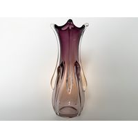 Ваза цветное стекло Чехословакия винтаж 32см