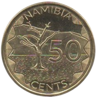 Республика Намибия. 50 центов 2025. UNC. Туризм. Намиб- Науклуфт  (национальный парк).