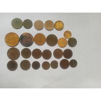 15 копеек 1937, 10 копеек 1952, 20 копеек 1954, 2 копейки 1926, 2 копейки 1949 + ещё 20 монет