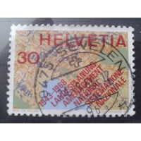 Швейцария 1968 Фрагмент карты Швейцарии