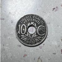 10 сантимов Франции 1931 года.