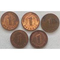 Германия 1 пфенниг 1985 г. F. Цена за 1 шт.